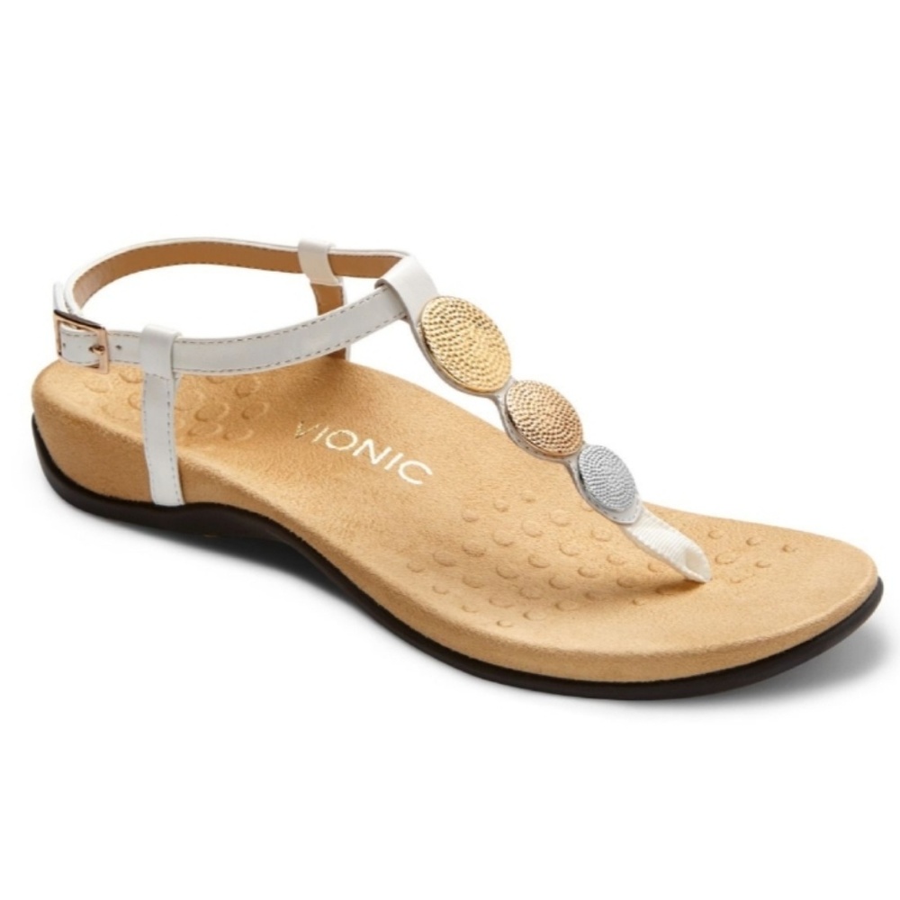 Vionic White and Gold Sandals